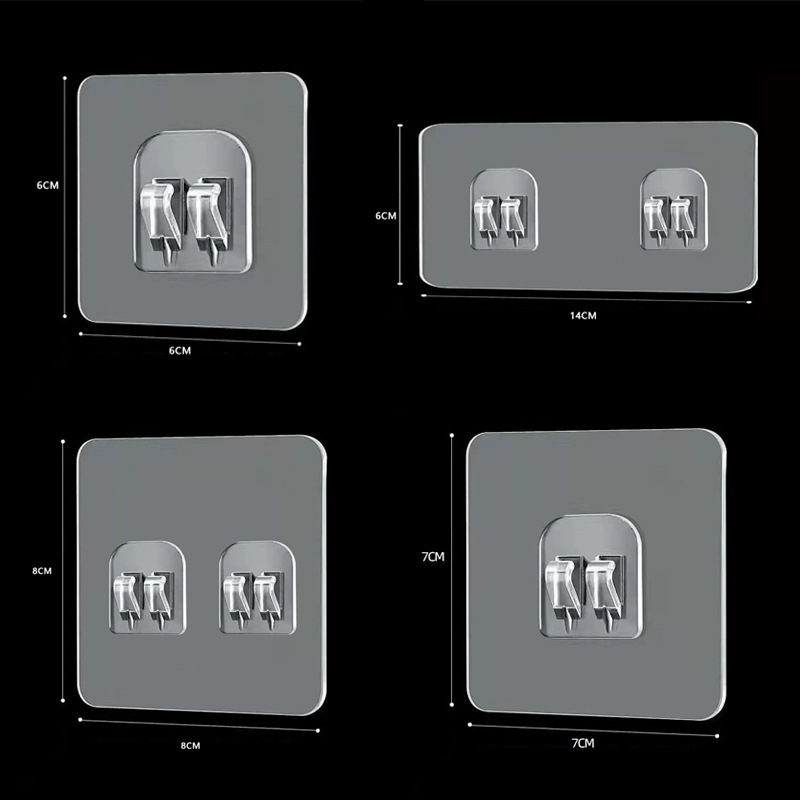 Waterproof strong adhesive double claw buckle transparent sticky hook Wall punch-free seamless sticker rack buckle hook hook
