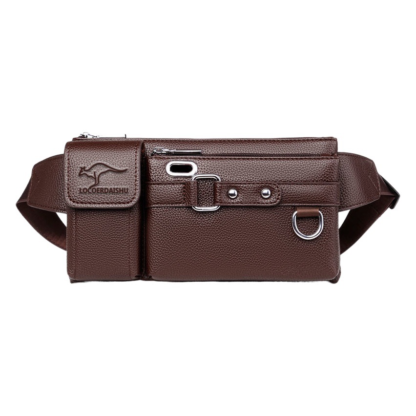 2023 Chest Bag Men's Leather Texture Waterproof Waist Bag Trendyy Large Capacity Multifunctional Crossbody Bag Shoulder Bag Fashion