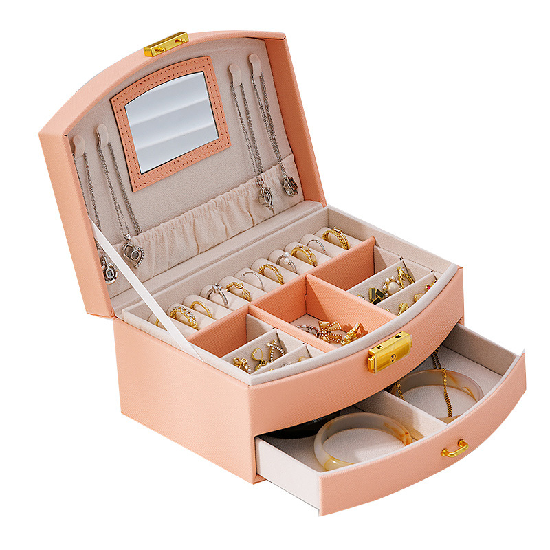 Joyas de viaje joyero pequeño portátil nuevo anillo pendientes caja de almacenamiento de gama alta exquisito anti-oxidación oro image 5
