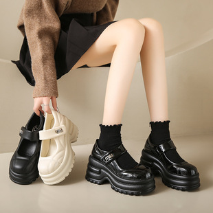 Thick-soled loafers niche design single-layer shoes 2023 new big toe shoes Sports square toe British style small leather shoes women's fashion