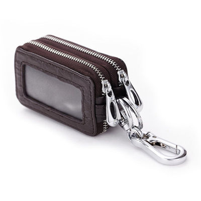 double-deck key case Dual zippers multi-function First layer of skin men and women Key Zipper bag Manufactor wholesale