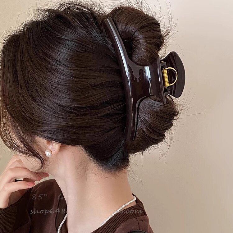 French High-end Super Large Curved Grab Clip Women's Elegant All-match Acrylic Hairpin Hair Ins Shark Clip