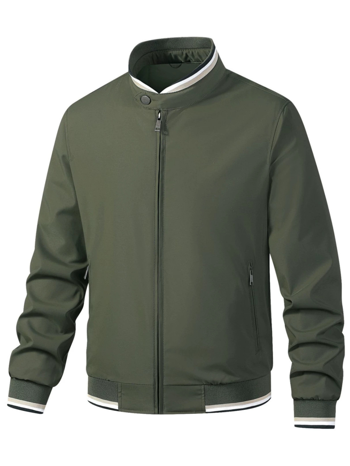 New European And American Style Men's Casual Jacket, Baseball Collar Flight Jacket With Peach Skin Lining, Unique_voghion.com