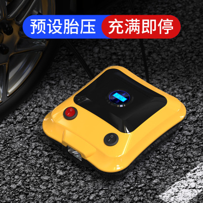跨境新款车载充气泵汽车数显打气泵车用便携式120W大功率气泵带灯