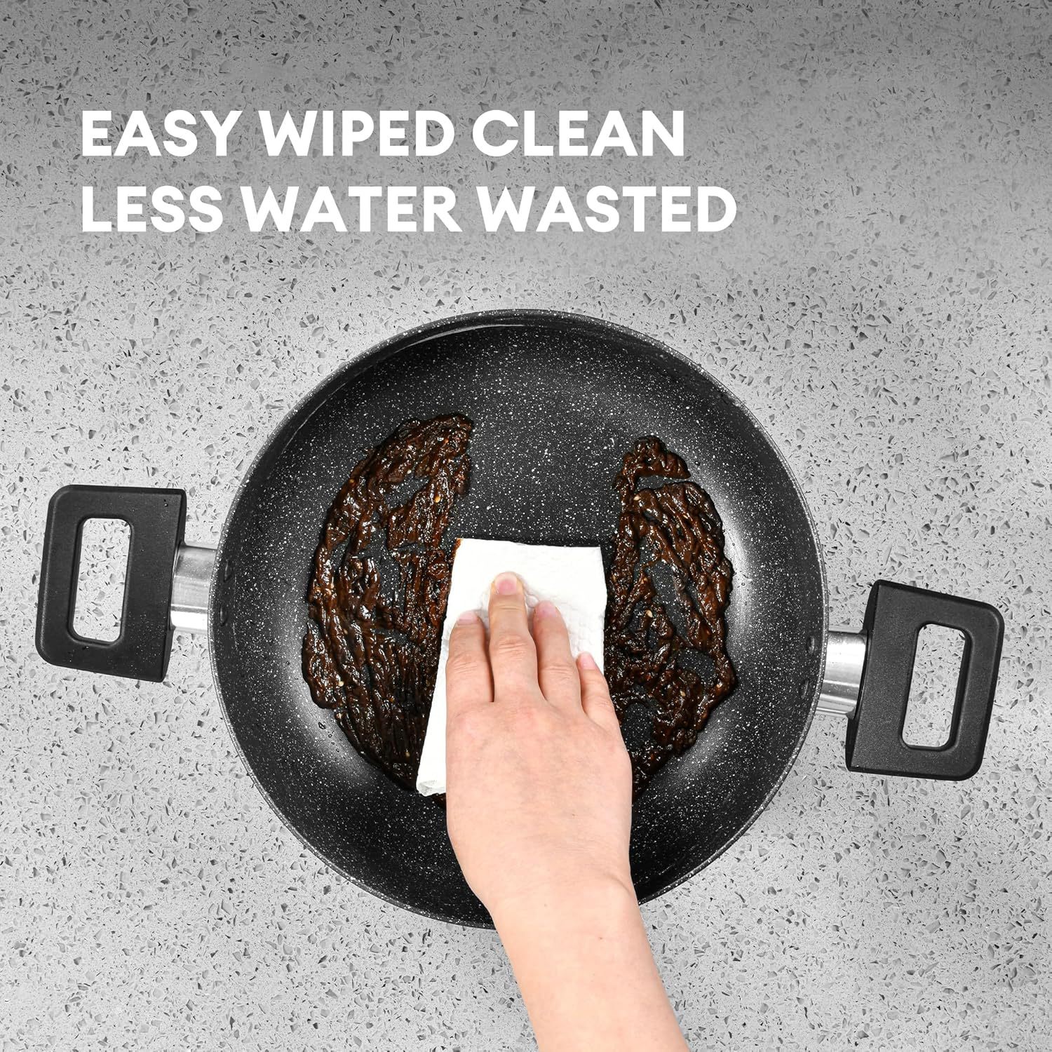 Juego de olla antiadherente de piedra médica Juego de venta caliente transfronteriza al por mayor estilo occidental simple negro