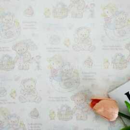 全棉高密双层纱数码直喷印花面料可爱维尼熊家居服睡衣爬服亲子装