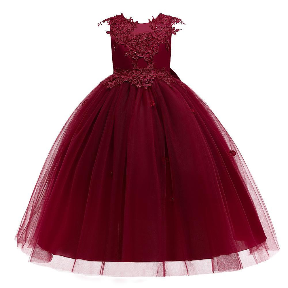Vestido europeo y americano para niños medianos y grandes, falda tutú bordada con perlas, ropa para actuaciones en pasarela, vestido de noche para niños