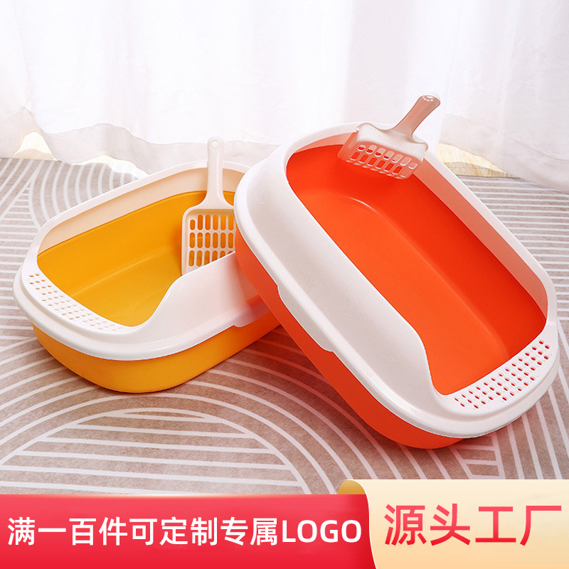 Logotipo personalizado semicerrado color matriz de arena para gatos, caja de arena para gatos, caja de arena para gatos, baño para gatos