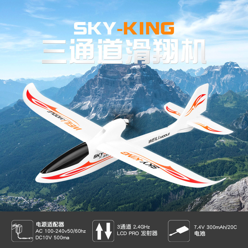 Weili F959S Remote Control Rc Powered Glider Rear Push Fixed Wing 2.4g Three-Channel Aircraft Aviation Model