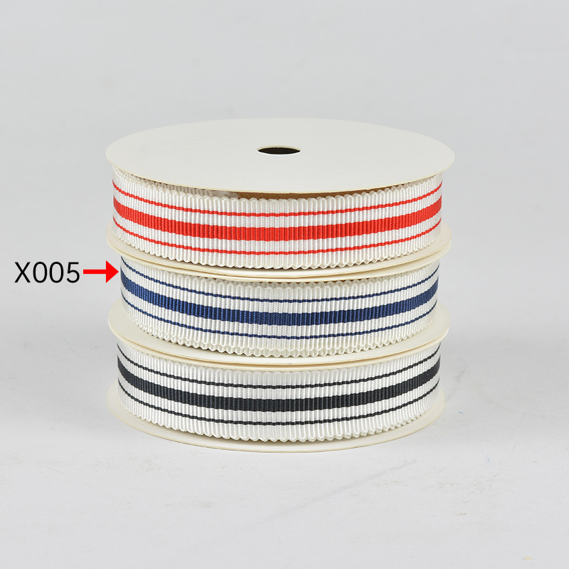 Tres colores a rayas poliéster sombrero cinturón ropa bolsa accesorios envoltura cinturón caja de regalo embalaje dentado cinta hilado teñido sombrero cinturón