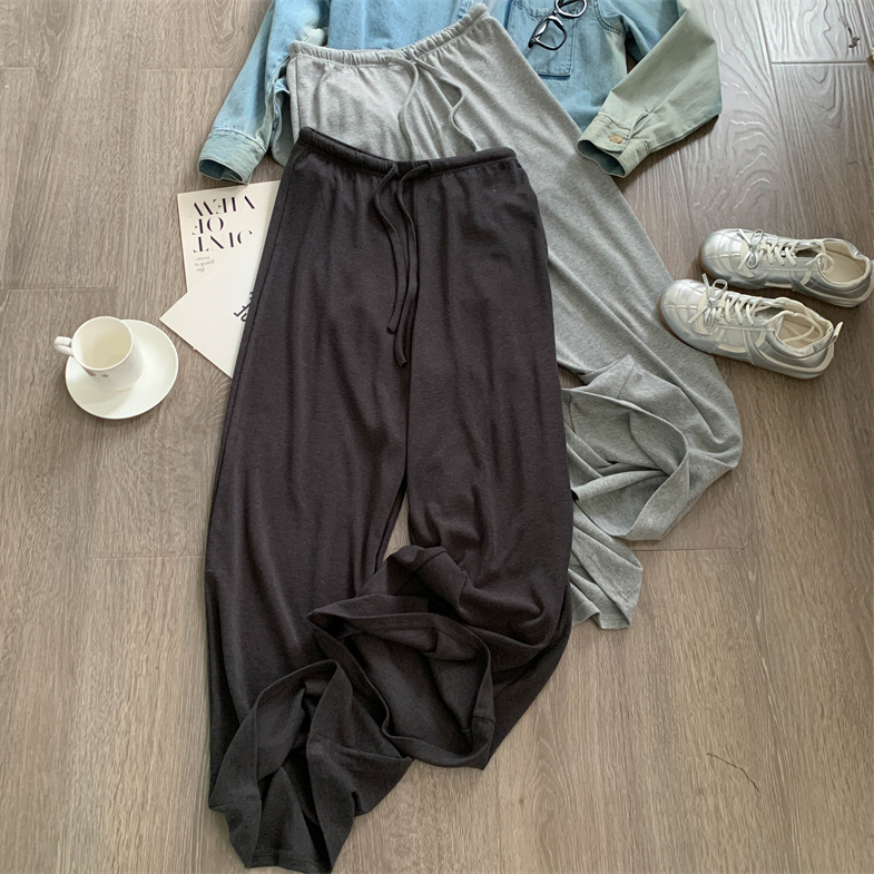 Women's Summer Wide-Leg Pants, Soft and High-Waisted, Stylish Cotton Casual Pants That Make Legs Look Longer, Versatile Floor-Length Pants