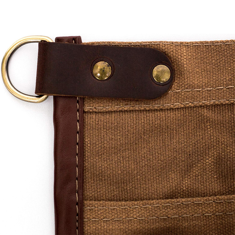 Comercio exterior e-commerce transfronterizo cera lona delantal impermeable cintura corta de busto barista ropa de trabajo delantal de cera