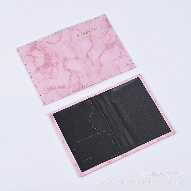 Passport holder, marble pattern protective sleeve, 20×14 cm, lightweight travel folder