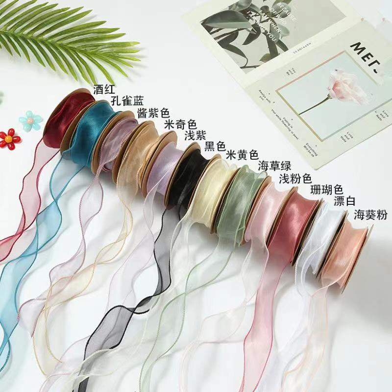 Explosions 4cm fishtail yarn ribbon bouquet packaging gift decoration hem yarn strap ruffled mesh yarn ribbon