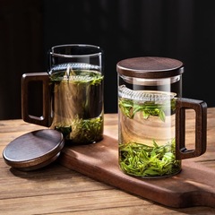ティーカップメンズ緑茶カップ特別な茶水分離フィルター三日月カップガラス飲料カップオフィスホーム