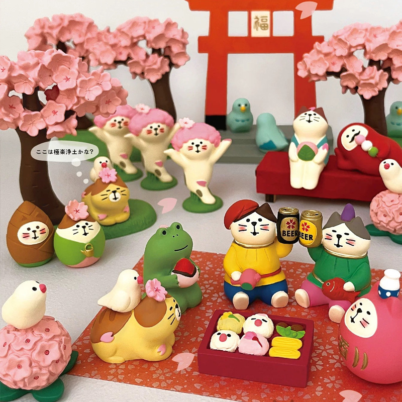 树脂小摆件ZAKKA日式猫赏花节DIY潮玩手办盲盒装饰礼品工艺品摆件