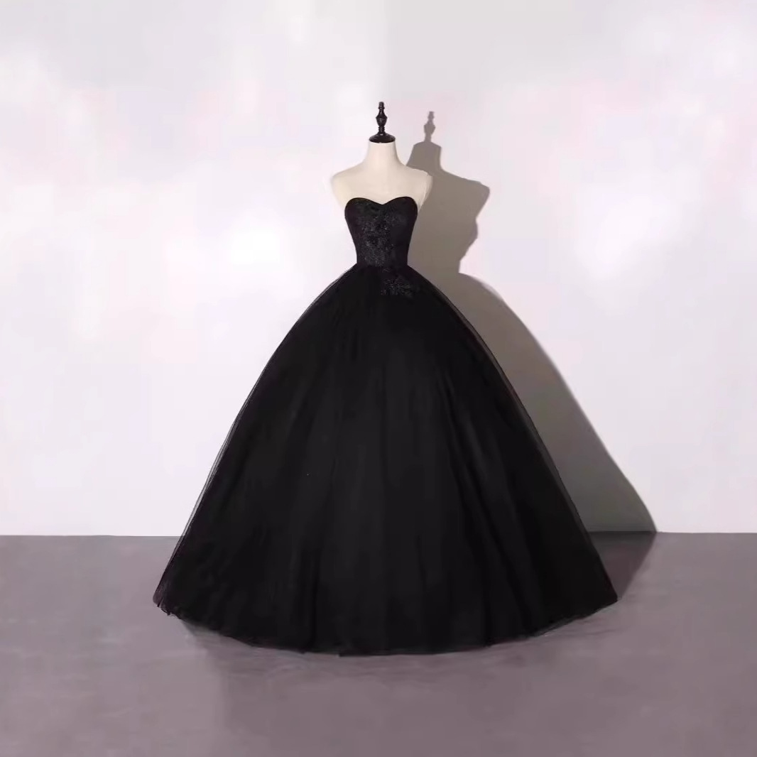 Nuevo vestido de baile negro de tela de tela elegante vestido de piano de anfitrión de reunión anual image 3