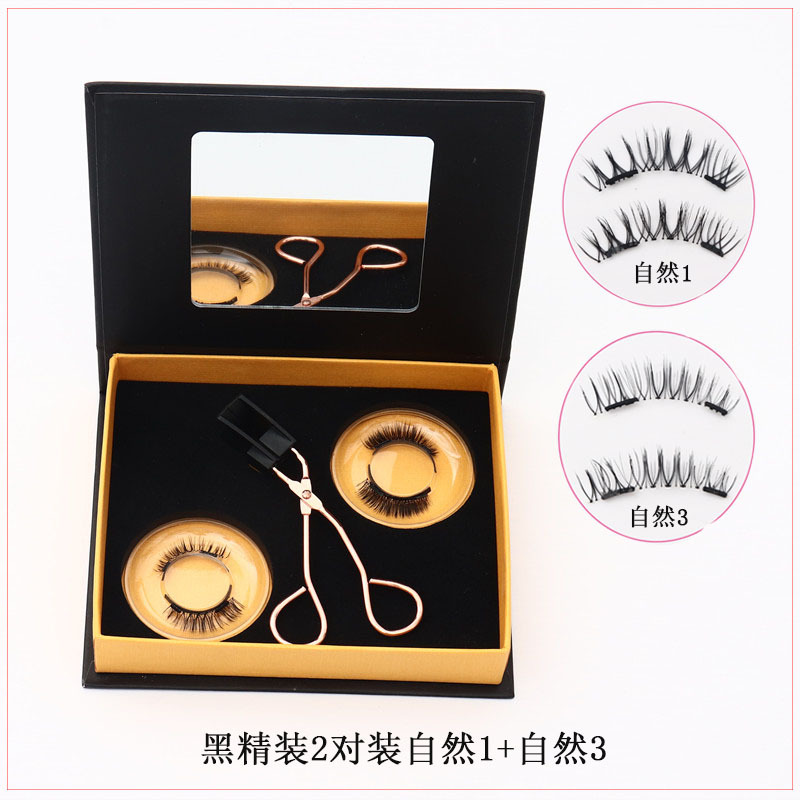 Quantum imán magnético de succión magnética sin pegamento natural largo y grueso transfronterizo pestañas falsas magnéticas populares europeas y americanas