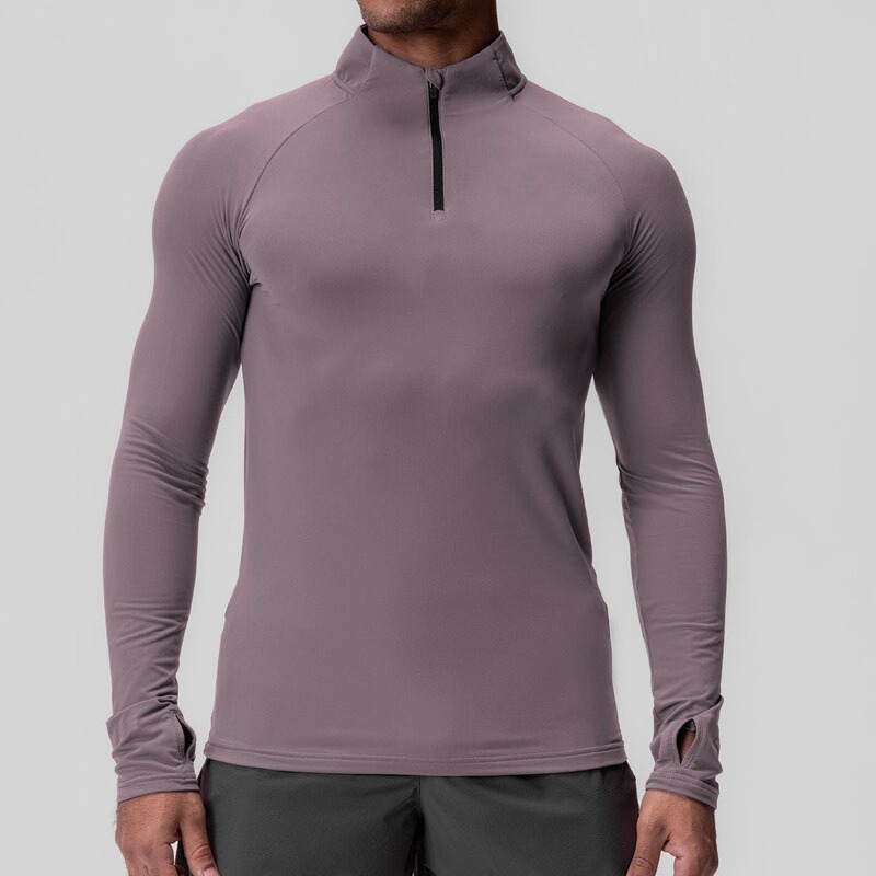 Cross-border European and American Sports Fitness Tight Men's Quick-drying Half-zipper Solid Color Workout High Elastic Compression Long Sleeve Top Cross-border European and American Sports Fitness Tight Men's Quick-drying Half-zipper Solid Color Workout High Elastic Compression Long Sleeve Top