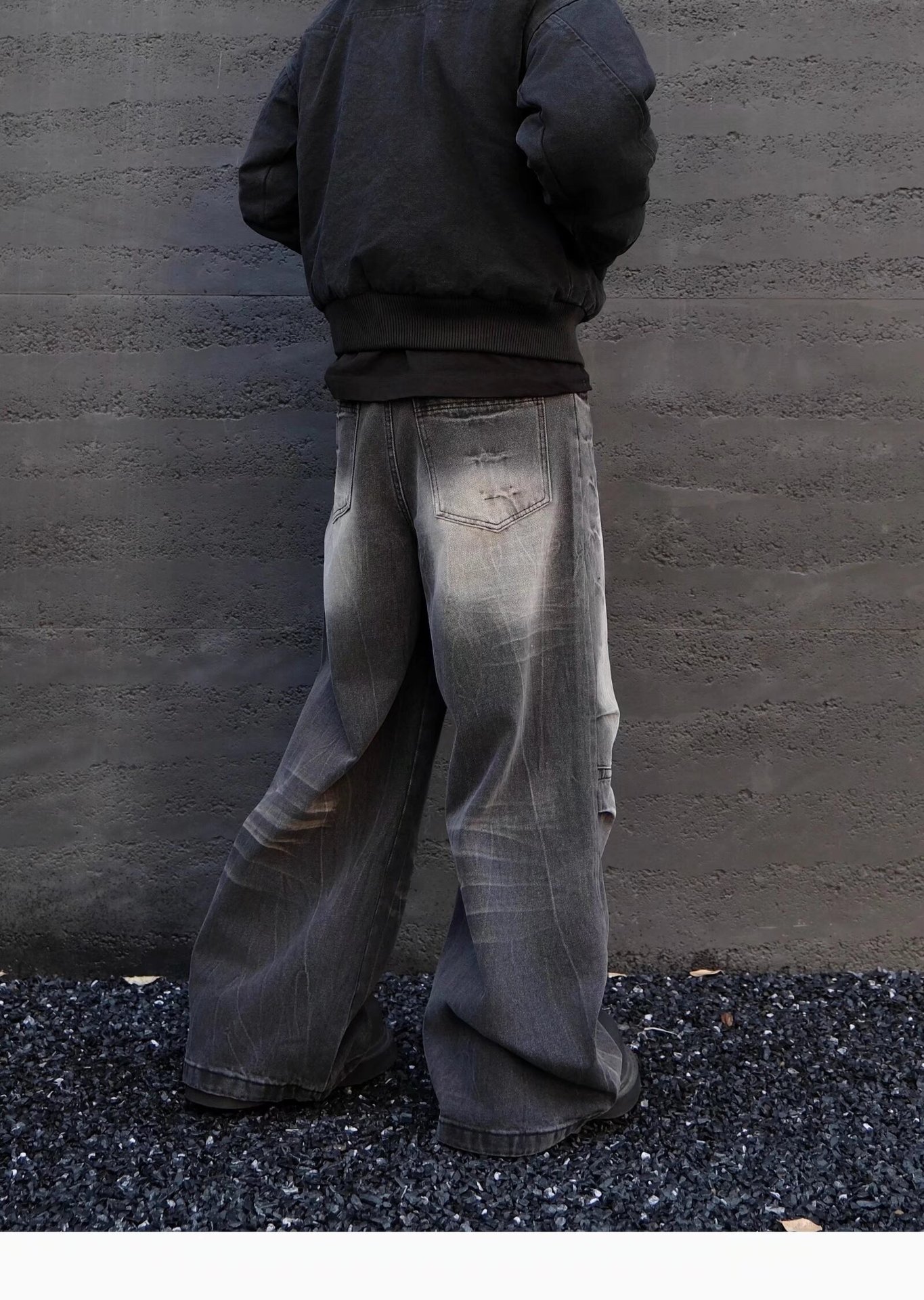 2025 Spring And Autumn American High Vintage Distressed Dyed Paris Ripped Jeans Men's Street Straight Loose Flared Pants_mkmklike.com