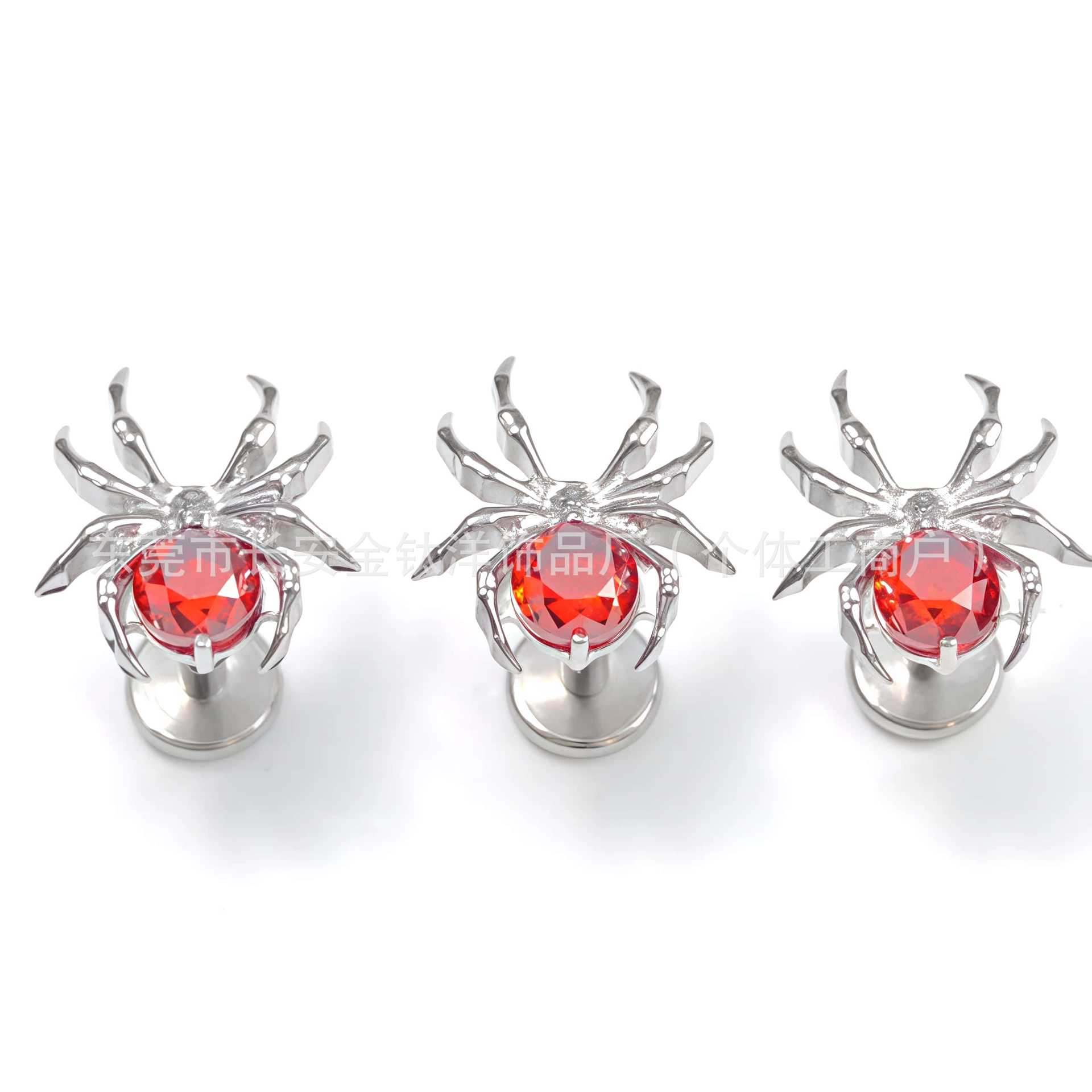 F136 Titanium Red Spider Bezel Fireworks Zirconium Earrings Cochlear Nails G23 Titanium Alloy Body Piercing Jewelry Ear Bone Nails detail image 8