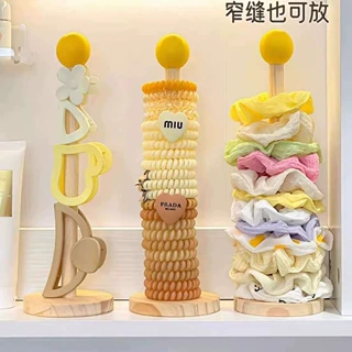 发圈收纳神器大肠发圈发饰置物架实木展示架发夹抓夹鲨鱼夹饰品架