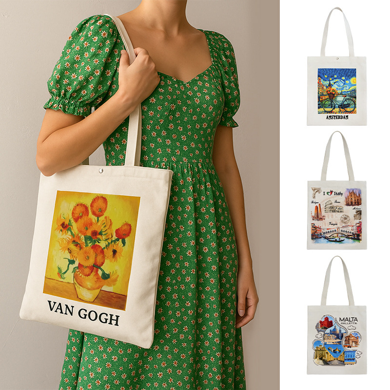 帆布袋旅游纪念品广告宣传帆布袋手提购物袋彩印帆布包空白创意