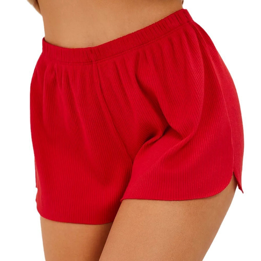 ChicShe Pyjama mit europäischem und amerikanischem Cross-Border-Print, Kurzarm-Shorts mit Herzchen-Trägern, schlicht, lässig, süß, gerippt_voghion.com