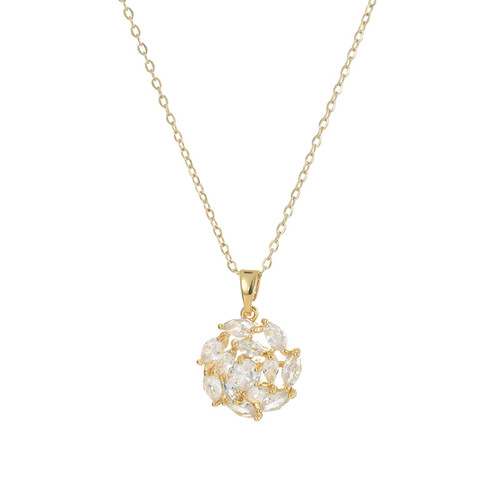 Real gold electroplated micro-insert zircon temperament clavicle chain women's high-end camellia necklace exquisite light luxury sweater chain wholesale