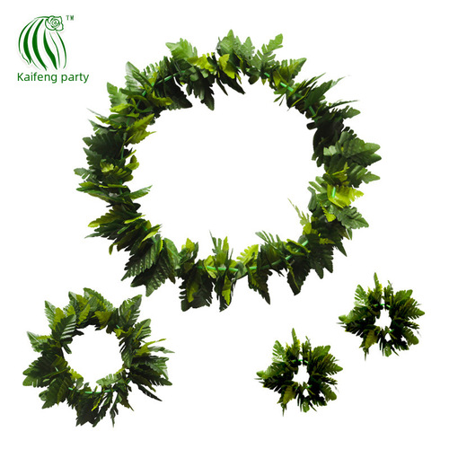 Kaifeng Party Hawaiian Artificial Leaves Garland Four-piece Set Hula Dance Performance Accessories Stage Play Jungle Series