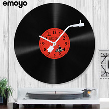 复古黑胶CD唱片留声机怀旧挂钟 创意酒吧咖啡馆音乐装饰个性墙钟