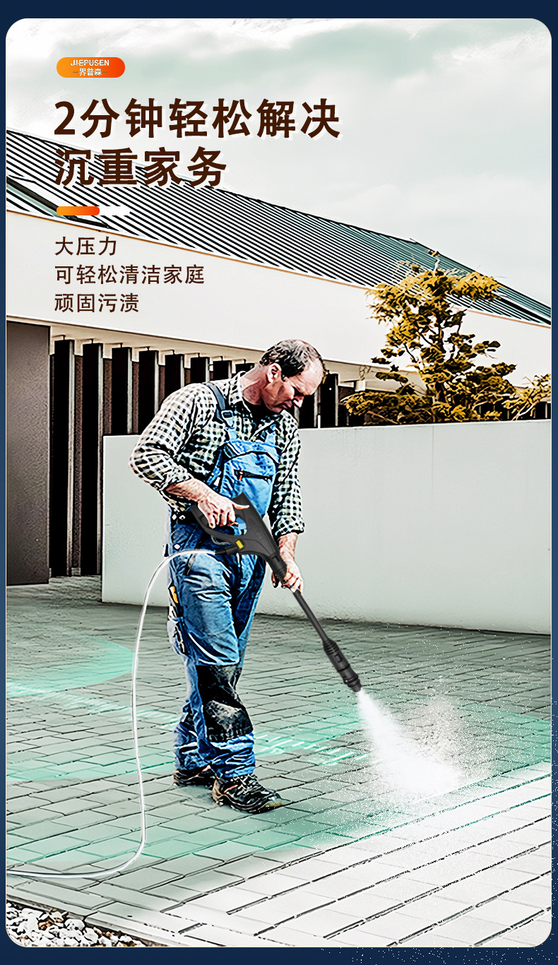 New cross-border high-pressure car washer for home use, 220V/110V, high-power, self-priming, dual-use, portable cleaning machine