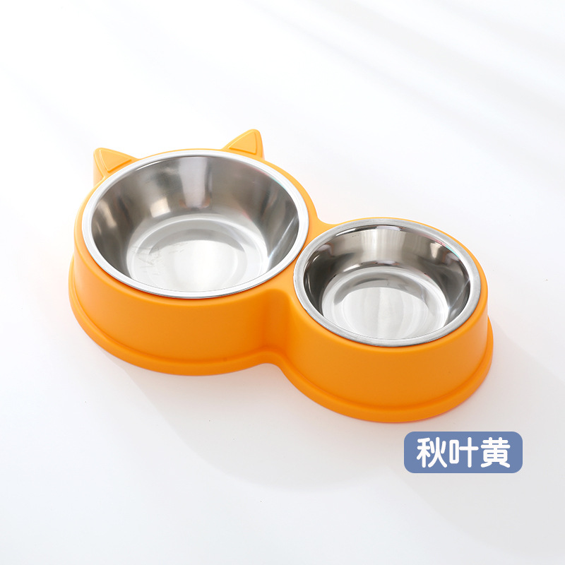 Pipetao tipo gato doble tazón de acero inoxidable tazón de fuente al por mayor estilo casero gato tazón de fuente integrado doble tazón gato tazón para mascotas