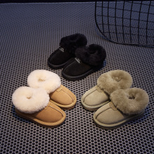 真皮2024博肯冬季新款宝宝加厚棉鞋童侧拉链低帮雪地靴男女童棉靴