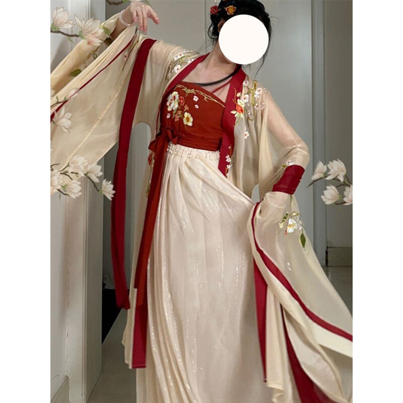 Original Hanfu Women's Tang Style Qi Chest Chebula Skirt Heavy Industry Embroidered Big Sleeve Shirt National Style Super Fairy Classical Spring, Summer and Autumn Ancient Dress