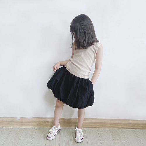 ANKRT Japanese-style Parent-Child Outfit Summer Girls' Elaborately Decorated Cute Pumpkin Children's Casual Lantern Skirt Western-style Skirt