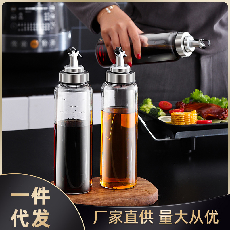 Botella de aceite, recipiente de vidrio a prueba de fugas para aceite, tarro para condimentos, utensilios de cocina, recipiente para salsa de soja, condimento, salsa pequeña, aceite de sésamo, botella para vinagre, diseño a prueba de fugas
