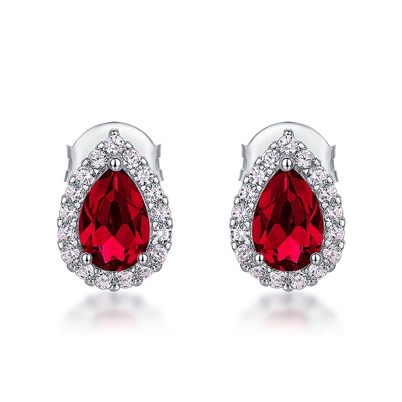 Pendientes en forma de gota de agua de lujo simple y ligero transfronterizo europeo y americano femenino S925 con incrustaciones de plata para cultivar aretes personalizados de color