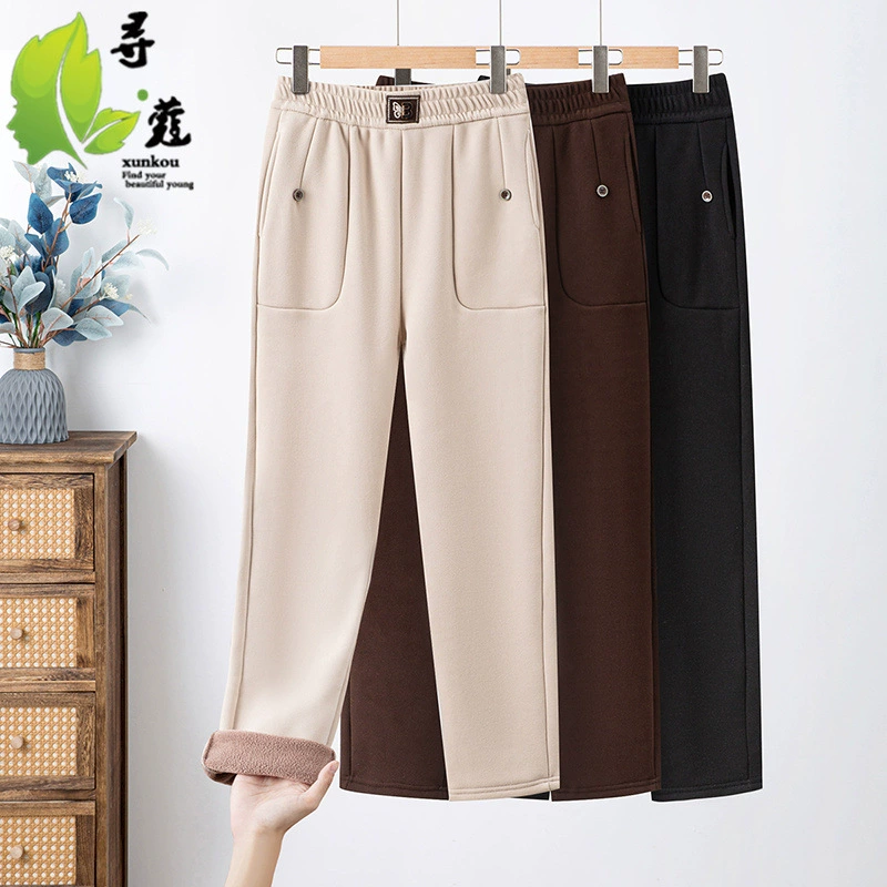 Новые женские брюки среднего и пожилого возраста повседневные брюки 50-летняя эластина мама брюки большие размеры осенние и зимние брюки