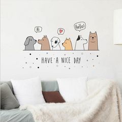 New AD3176 Six Cute Puppy Wall Stickers for Children's Room Bedroom Living Room Home Wall Decoration Decals Self-Adhesive