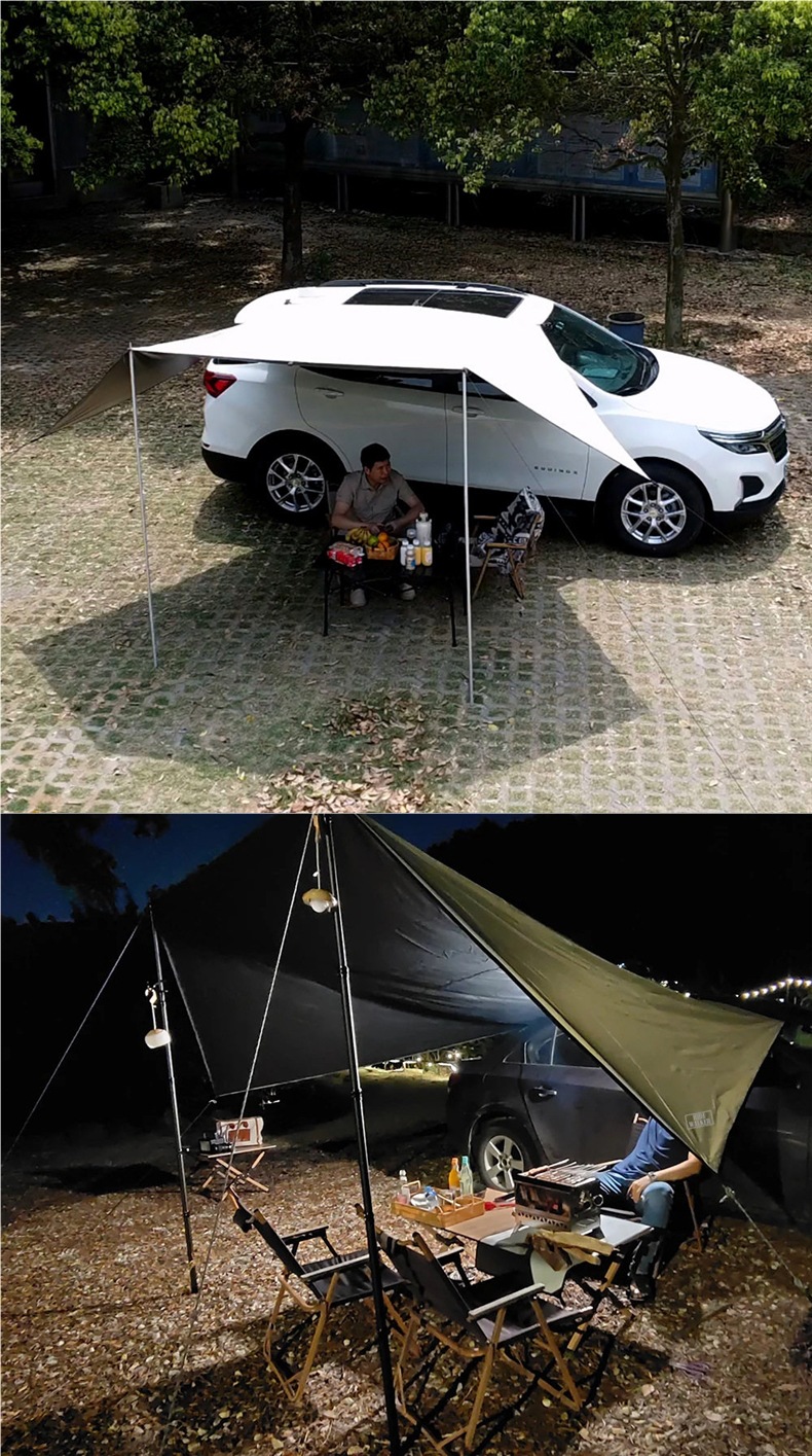 Car Side Canopy, Car Rear Canopy, Outdoor Camping Vinyl Single-Layer Sunshade, Car Rear Tent Equipment