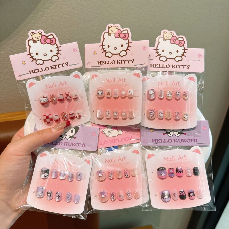 Kuromi Children's Nail Stickers for Girls, Cute and Fun Nail Art Stickers, Removable Nail Pieces for Girls, Sweet and Adorable Wearable Nails