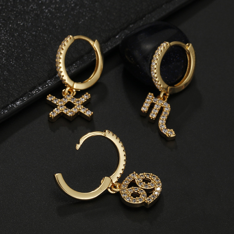 Simple Style Constellation Copper Plating Inlay Zircon Drop Earrings 1 Piece