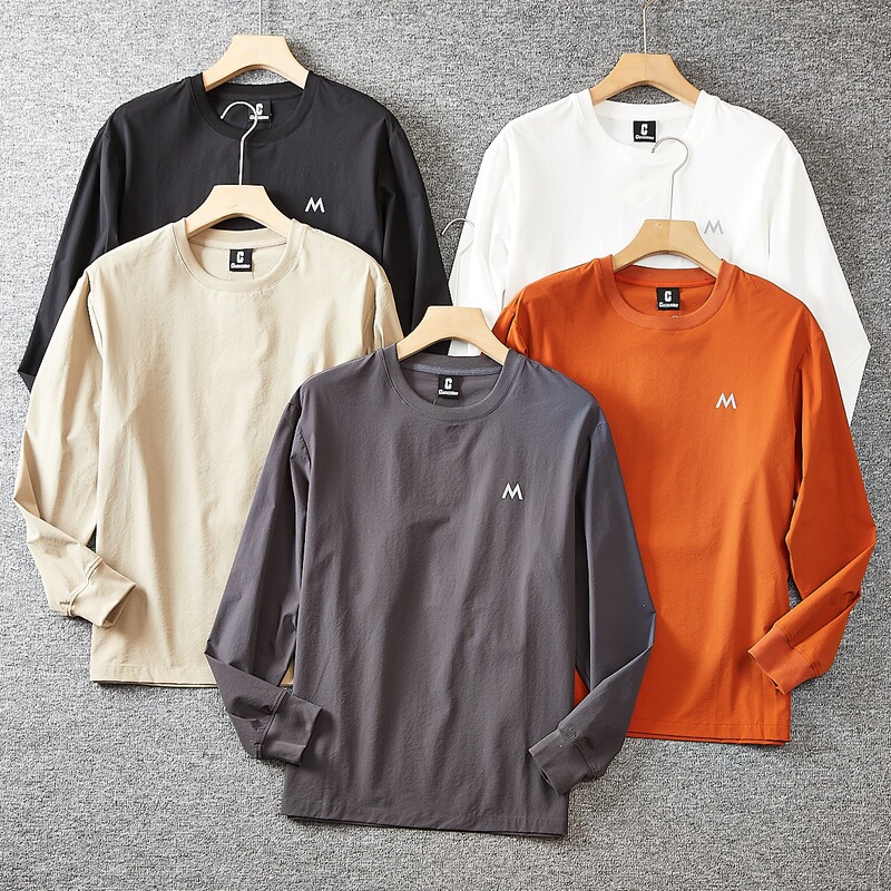 Japanese high street lightweight quick-drying breathable autumn thin men's round neck sweater outdoor functional casual long sleeve T-shirt