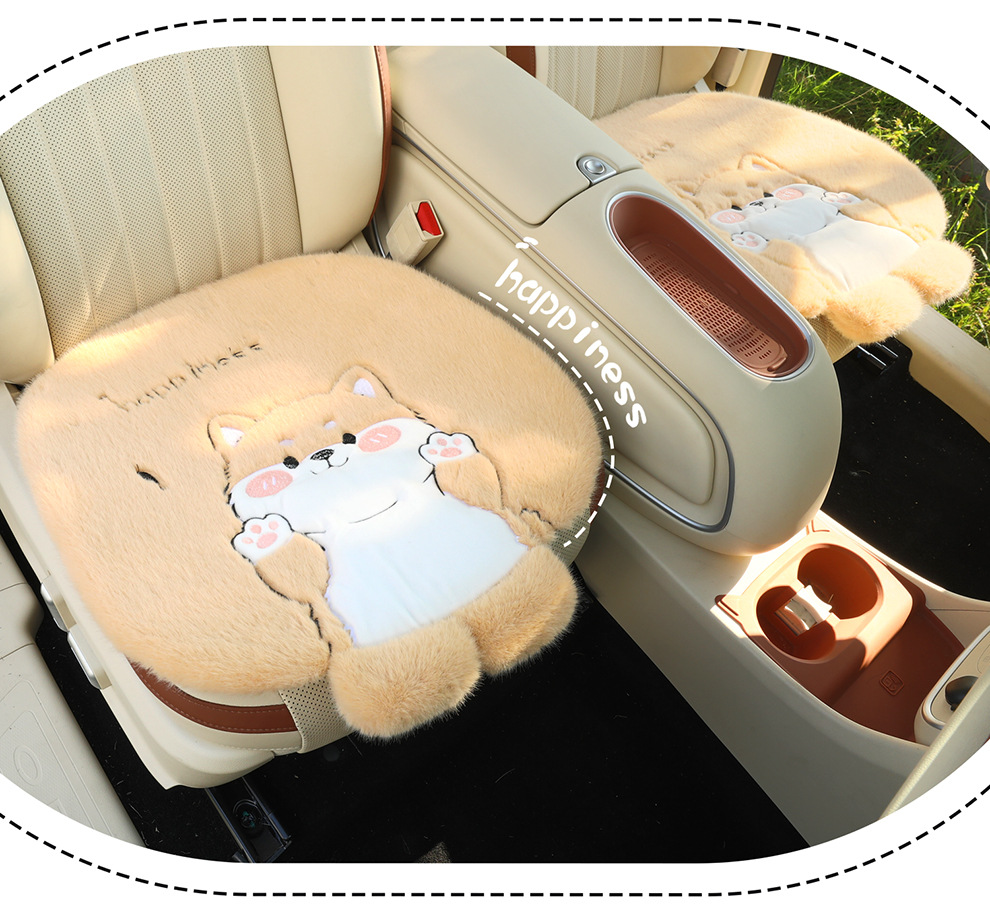 Winter plush car seat cushions, cartoon embroidery, car interior accessories, high-end car supplies, car seat covers, available for drop shipping