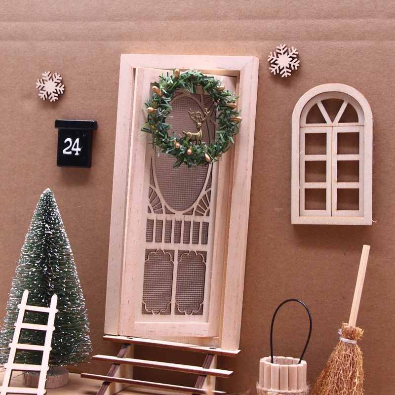 ドールハウスドールハウスミニ無地中空ガーゼドア BJD ミニチュアクリスマスシーン小道具モデルアクセサリー|undefined