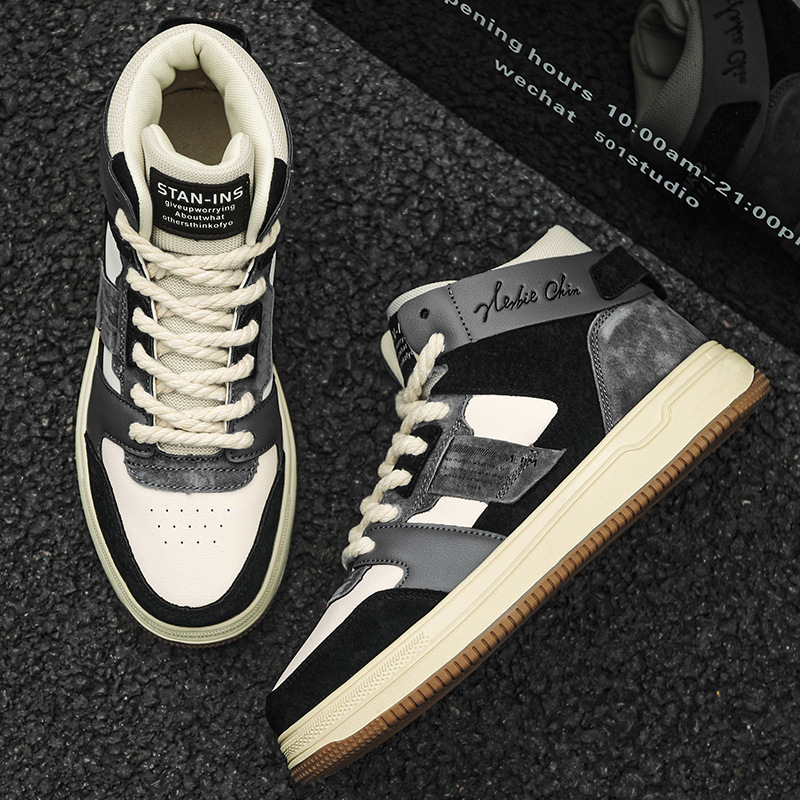 Chaussures de Tennis pour hommes, chaussures de course en cuir, baskets en tissu, semelle en caoutchouc, chaussures confortables rembourrées_voghion.com