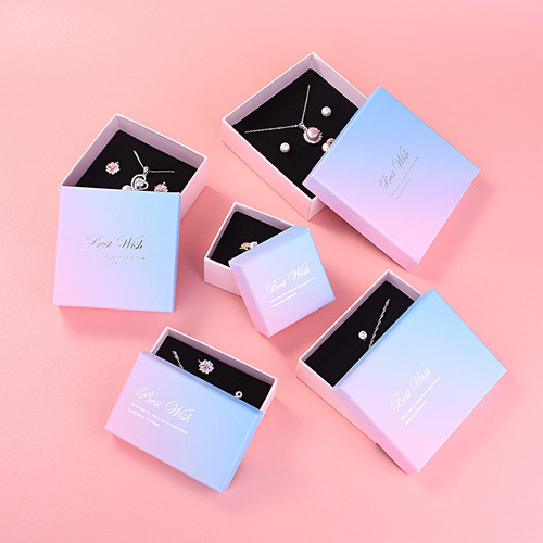 ins texture jewelry box gradient color creative packaging carton ring earrings necklace bracelet jewelry box