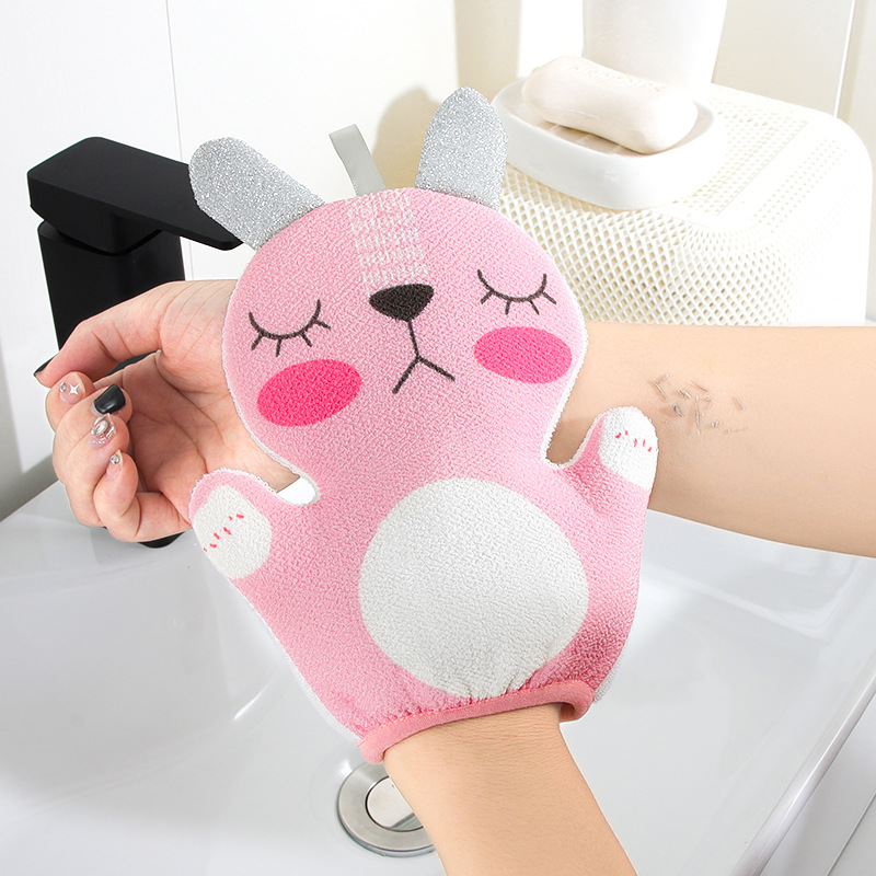 La limpieza del hogar de doble cara de doble uso para niños no duele el barro de la toalla de baño debajo de los guantes de toalla de baño gris hombres y mujeres frotar la espalda Gris