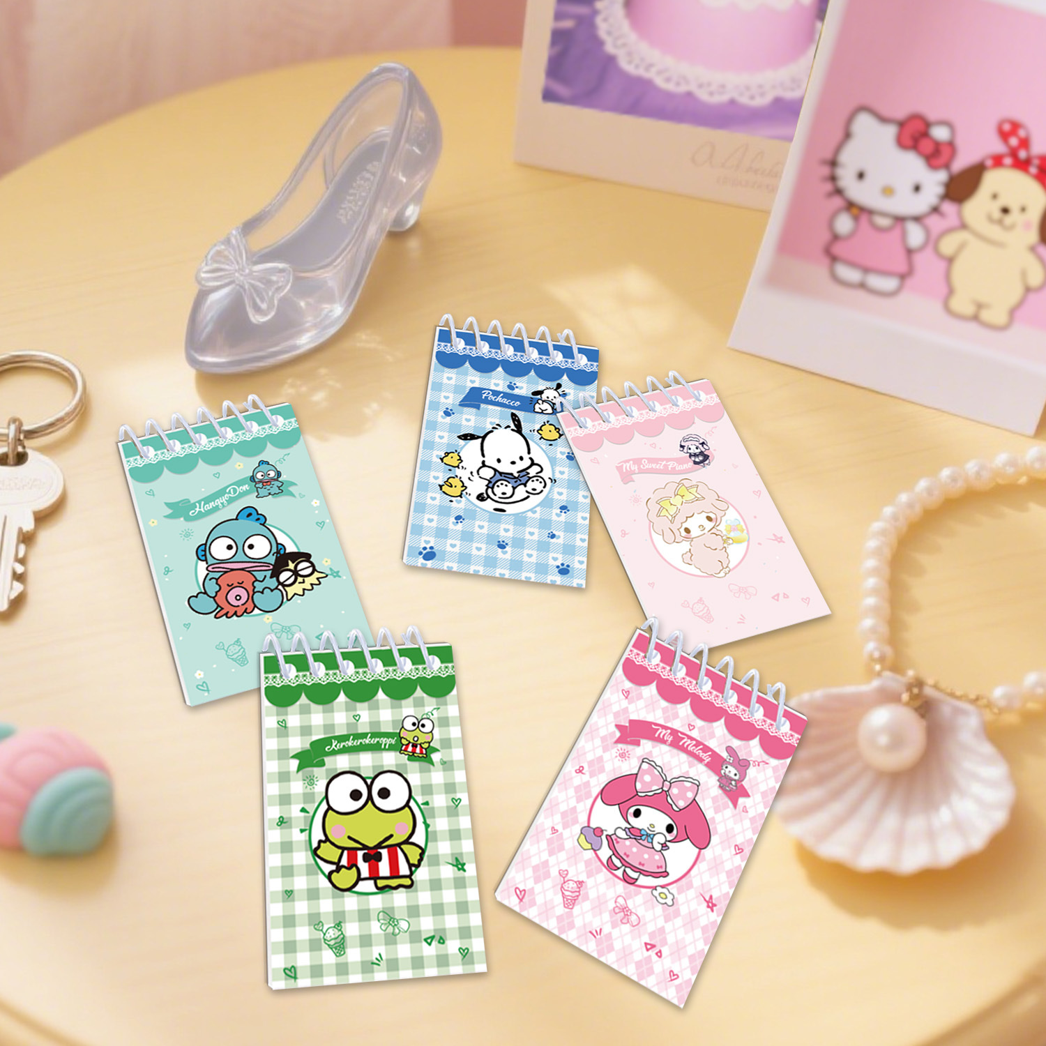 Semanas Sanrio cuaderno de mano de dibujos animados de alto valor de cara cuaderno de bobina cuaderno decoración de fiesta acompañante cuaderno de notas
